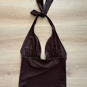 Garage Brown Halter Tank Top